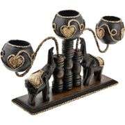 Royal Thai Elephants Handcrafted Candle Holders