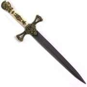 Medieval Knight Double Edged Stainless Steel Dagger with Brass Accents
