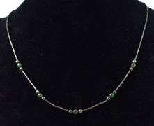 Moss Agate Bead Necklace in Sterling Silver
