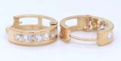 14kt Yellow gold CZ mini hoop earrings