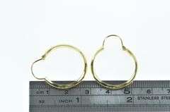 18K Yellow Gold 24mm Vintage Round Classic Hoop Earrings