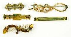 5 Antique Gold-Filled Bar Pins