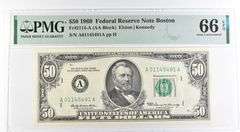 1969 $50 Boston MA US FRN Fr#2114-A 66 Gem Unc EPQ PMG