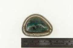 Sterling Silver Chrysocolla Vintage Southwestern Oval Pin/Brooch