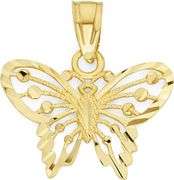 10k Solid Gold Butterfly Pendant
