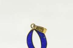 18K Yellow Gold O Letter Monogram Lapis Lazuli Oval Pendant