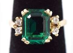 Gorgeous 14K Yellow Gold Emerald and Diamond Ring