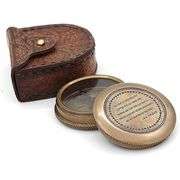 Voyager Antique Brass Compass with Imprinted Leather Case