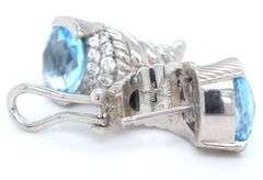 Judith Ripka 925 sterling silver blue topaz earrings