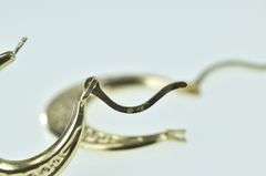 14K Yellow Gold 21.1mm Oval Greek Wave Pattern Hoop Earrings