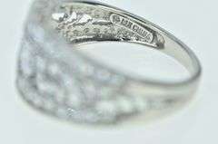 14K White Gold Vintage Vine Milgrain Leaf CZ Band Ring