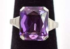 Perfect 14K White Gold Amethyst Ring