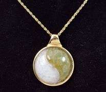 Elegant 14K Yellow Gold Ying Yang Pendant Necklace