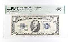PMG 55 AU EPQ 1934 C $10 Silver Certificate Blue Seal Fr#1704