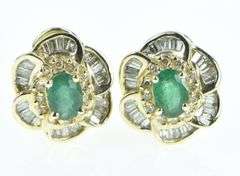 14K Yellow Gold 2.75 Ctw Emerald Diamond French Clip Earrings