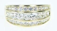 14K Yellow Gold Graduated CZ Channel Statement Band Ring