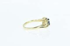 14K Yellow Gold Sapphire Diamond Halo Engagement Ring