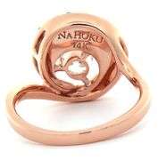 Na Hoku 0.70ctw White and Irradiated Blue Diamond with Mother of Pearl Wave Ring in 14K