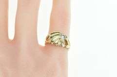 14K Yellow Gold 0.25 Ct Diamond Solitaire Scalloped Ring