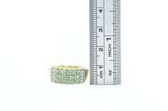 14K Yellow Gold Squared Emerald Diamond Statement Ring