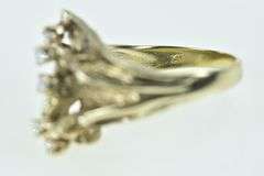 14K Yellow Gold Vintage Diamond Curvy Graduated Ring