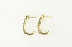 14K Yellow Gold 0.40 Ctw Diamond Curved Bar Statement Earrings