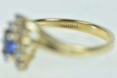 14K Yellow Gold Sapphire Diamond Halo Engagement Ring