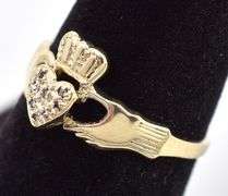 Meaningful 10K Yellow Gold Claddagh Diamond Ring