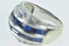 14K White Gold 4.00 Ctw Sapphire Diamond Band Ring