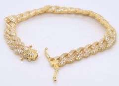 Sterling Silver Cubic Zirconia Curb Link Bracelet