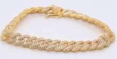 Sterling Silver Cubic Zirconia Curb Link Bracelet