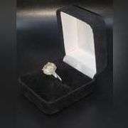 14 Kt White Gold Plated Huge 10.5 Ct Golden Amber Lab Simulated Diamond Ring