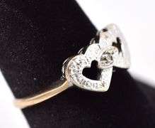 Loveable 10K Yellow Gold Diamond Heart Ring