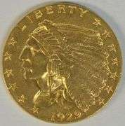 Lovely blazing BU 1929 US $2.50 Indian Gold Piece. Last year of issue