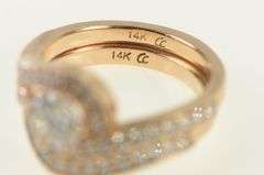 14K Rose Gold 1.65 Ctw Diamond Swirl Engagement Set Ring