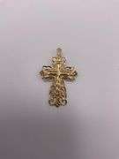 2.8g 14 YG Cross Pendant Diamond Cut 1.5x1"
