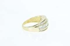 14K Yellow Gold Graduated CZ Channel Statement Band Ring