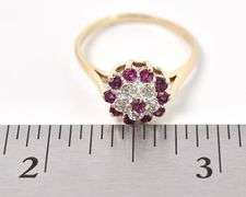 Darling 10K Yellow Gold Flower Ring with Ruby and Diamond Gemstones