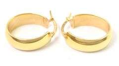 Shiny 18K Yellow Gold Hoop Earrings