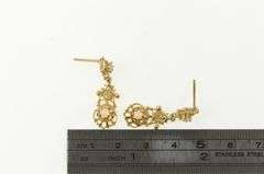 14K Yellow Gold Victorian Ornate Opal Diamond Dangle Earrings