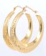 14kt Yellow gold Greek style hoop earrings