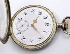 Rare 1908 Gala Swiss-Made .8 Silver Niello Pocket Watch