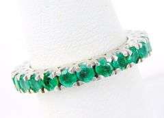 Sterling Emerald Eternity Band, Size 6.75