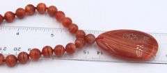 Red Agate oval pendant on red agate beads necklace