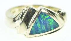 14K Yellow Gold Black Opal Inlay Vintage Geometric Ring
