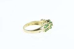 10K Yellow Gold Chrome Diopside Flower Cluster Vintage Ring