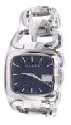 Gucci black dial stainless steel watch