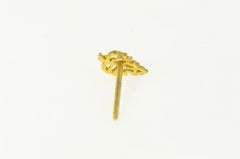 14K Yellow Gold Filigree Leaf Nature Motif Single Stud Earring