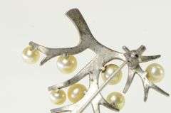 Sterling Silver Vintage Pearl Family Tree Symbol Pin/Brooch