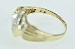 10K Yellow Gold Diamond Grooved Cluster Vintage Ring